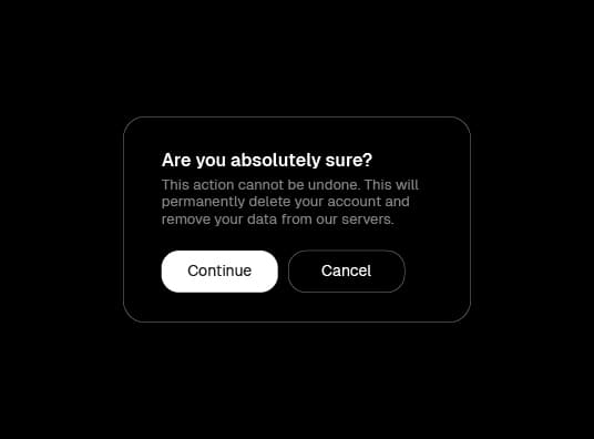 Alert Dialog components dark